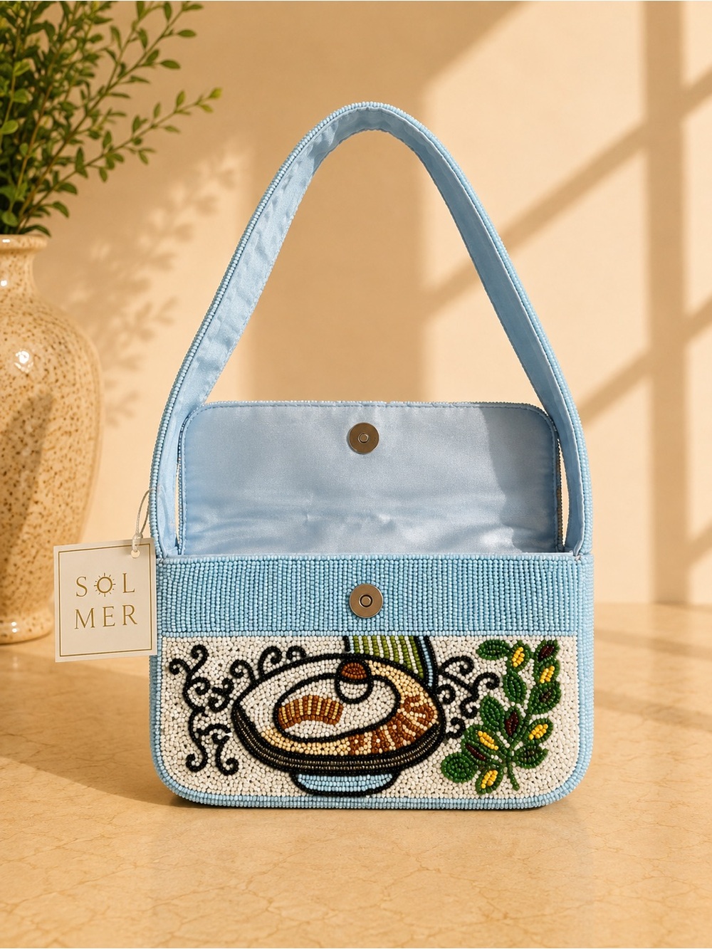 SOL & MER Hand Beaded Asian-Inspired Shoulder Bag – NWT ✨ - Picture 2 of 4